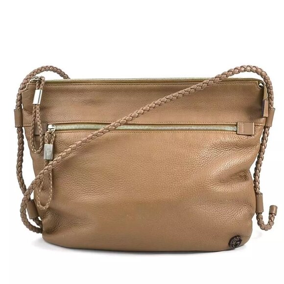 GUCCI Crossbody Shoulder Bag Brown Leather/Silvertone - Picture 1 of 14
